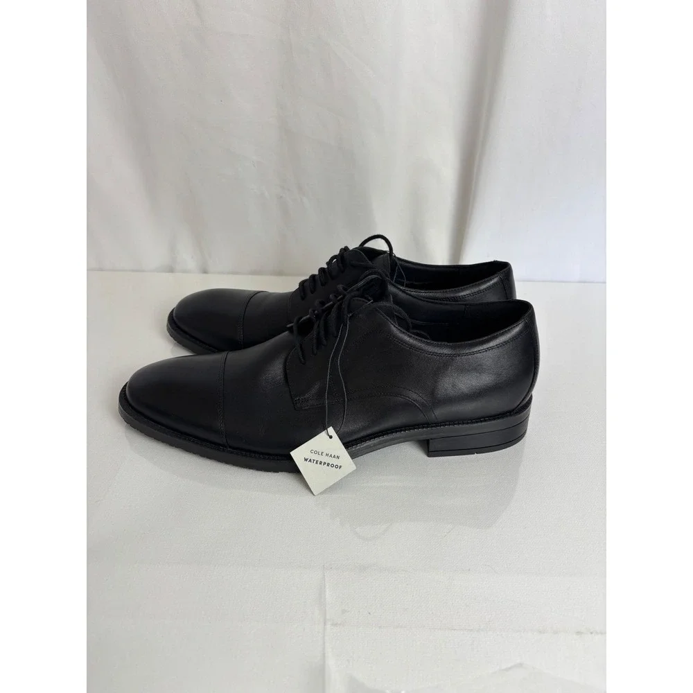 NWT Cole Haan ME‎ Cap Oxford Shoes Mens Size 9 Black Waterproof Leather Oxford